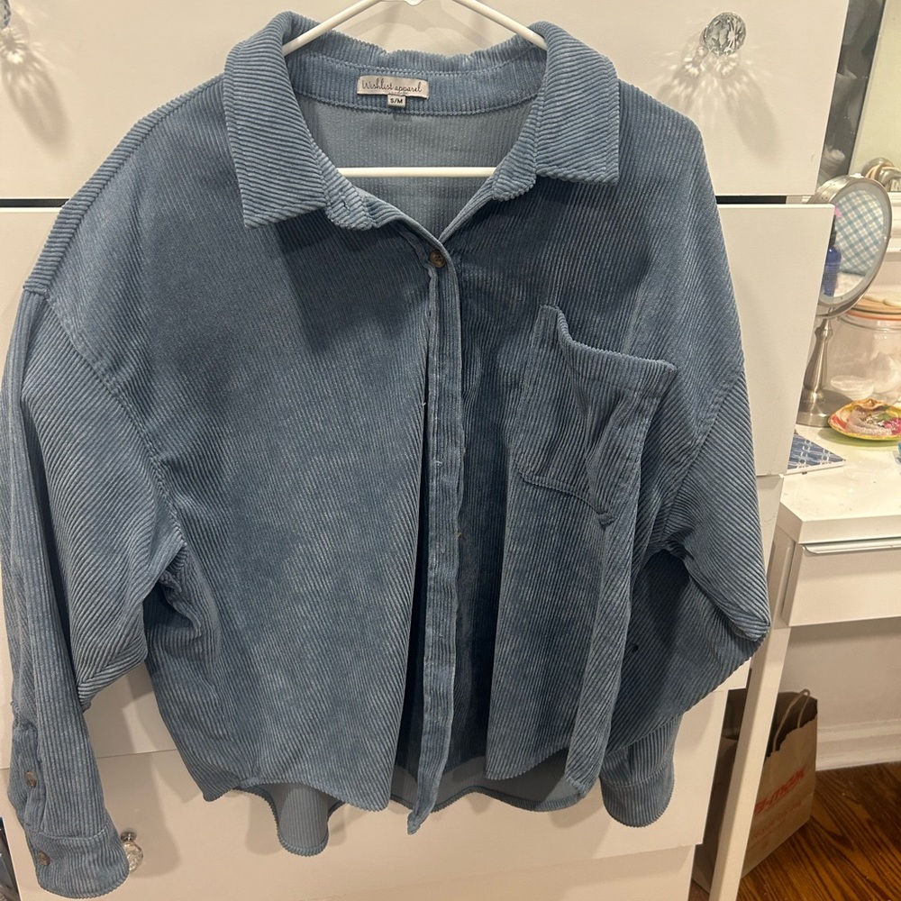 Small/ medium blue corduroy button up